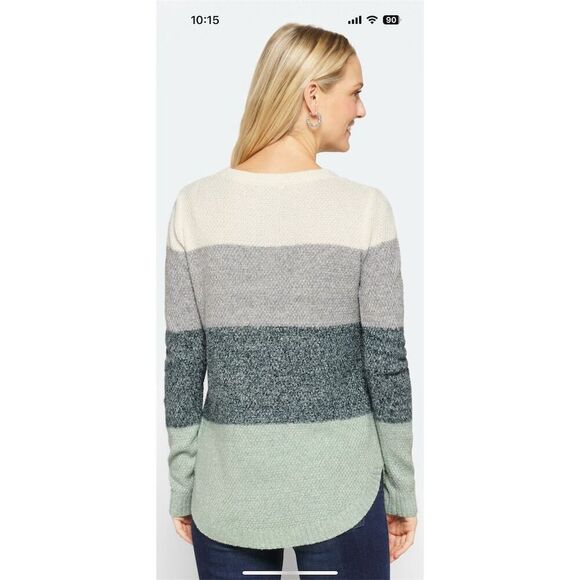 Pink Clover Women's Gray Colorblock Sweater Size M Petites Pullover - Picture 3 of 8